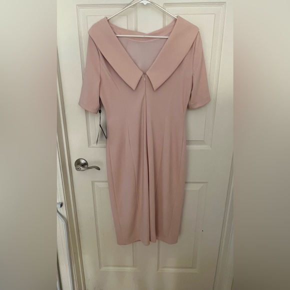 Roll Neck Sheath Collar Dress with V-back - Picture 3 of 6